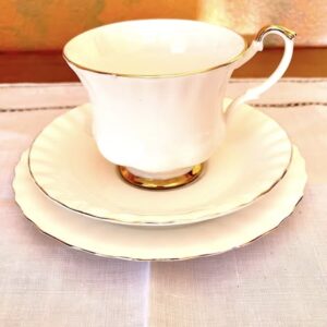 Vintage White & Gold Bone China Trio